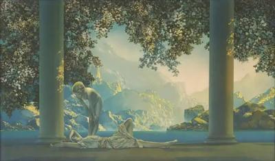 Maxfield Parrish Maxfield Parrish Iconic Art Deco Original 1923 Print Daybreak 