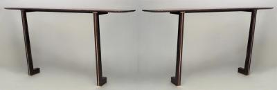 Maxime Old French 1940s Brass Mounted Makore Veneered Console Table