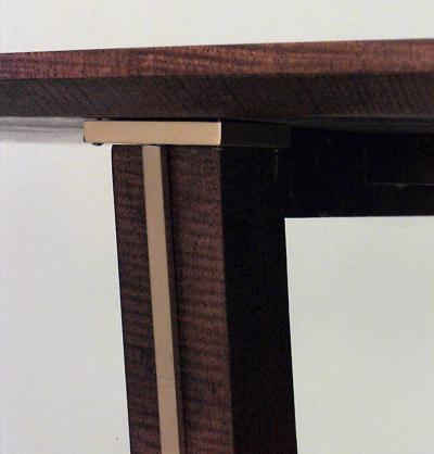 Maxime Old French 1940s Brass Mounted Makore Veneered Console Table