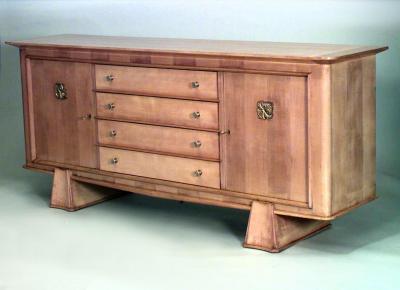 Maxime Old French 1940s Ormolu Mounted Sycamore Sideboard Cabinet