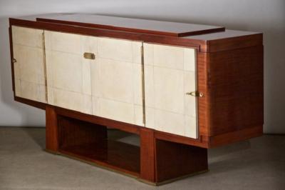 Maxime Old French Art Deco Cabinet by Maxime Old Rosewood with Parchment Doors