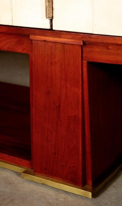 Maxime Old French Art Deco Cabinet by Maxime Old Rosewood with Parchment Doors