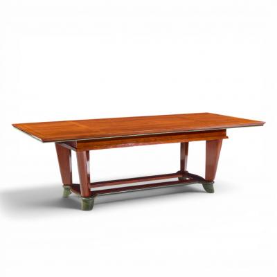 Maxime Old Maxime Old Art Deco French Cherrywood and Copper Dining Table