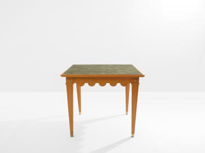 Maxime Old Maxime Old French oak wood brass green suede game table 1940