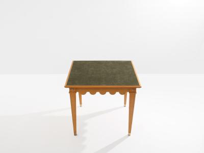 Maxime Old Maxime Old French oak wood brass green suede game table 1940