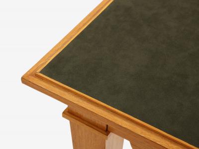 Maxime Old Maxime Old French oak wood brass green suede game table 1940