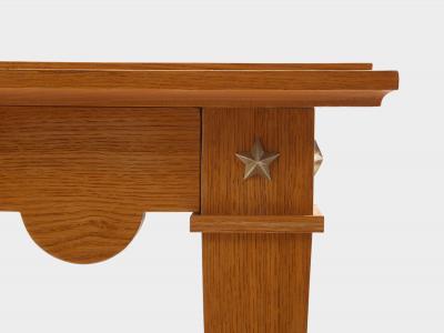 Maxime Old Maxime Old French oak wood brass green suede game table 1940