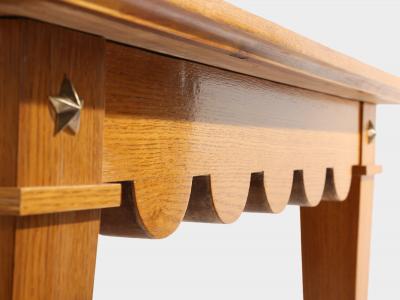 Maxime Old Maxime Old French oak wood brass green suede game table 1940