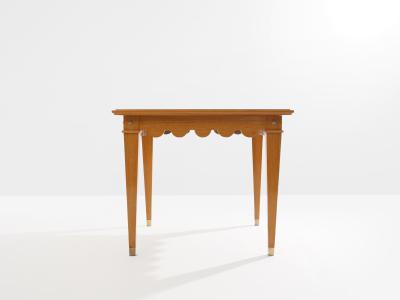 Maxime Old Maxime Old French oak wood brass green suede game table 1940
