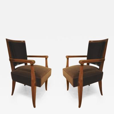 Maxime Old Maxime Old Pair of Refined Solid Walnut Armchairs