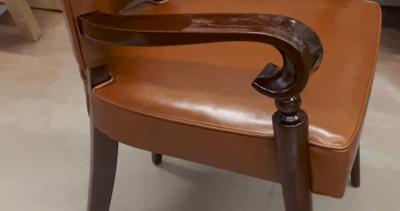 Maxime Old Maxime Old documented mahogany desk chair newley covered in leather