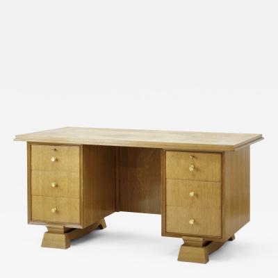 Maxime Old Maxime Old style 6 drawers oak desk with gold bronze knob