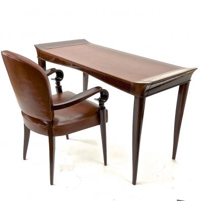 Maxime Old Maxime old exceptional slender mahogany desk with leather top