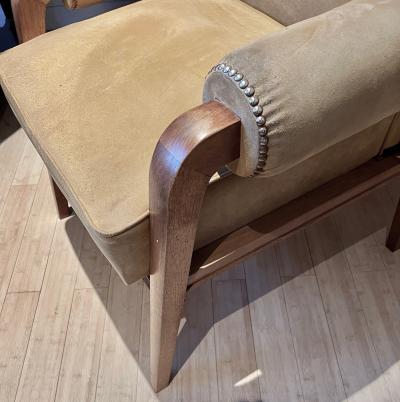 Maxime Old Maxime old rarest attributed large comfy mahogany desk captain chair