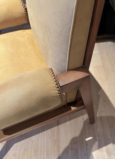 Maxime Old Maxime old rarest attributed large comfy mahogany desk captain chair