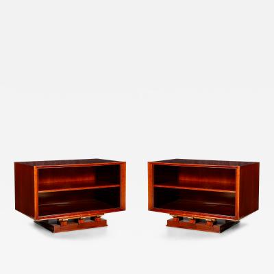 Maxime Old Pair of Mahogany and Gilt Bronze Nightstands or Side Cabinets by Maxime Old