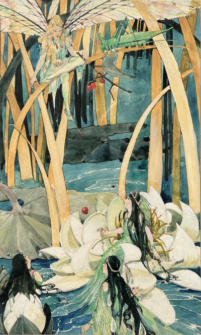 May Audubon Post Fairies among the Lily Pads Female Illustrator Fantasy