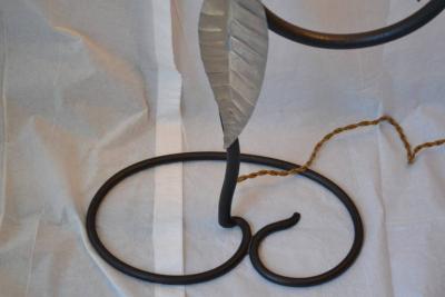 Mayan Revival Rare Pair of Art Deco Wrought Iron and Tin Floor Lamps circa 1928