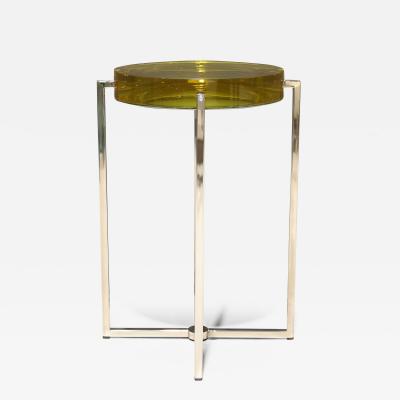 McCollin Bryan McCollin Bryan Lens Side Table in Nickel and Acid Lemon Tint Top