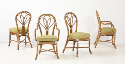 McGuire San Francisco Rattan With Rawhide Dining Chairs Set Of 8