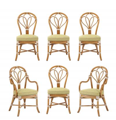 McGuire San Francisco Rattan With Rawhide Dining Chairs Set Of 8