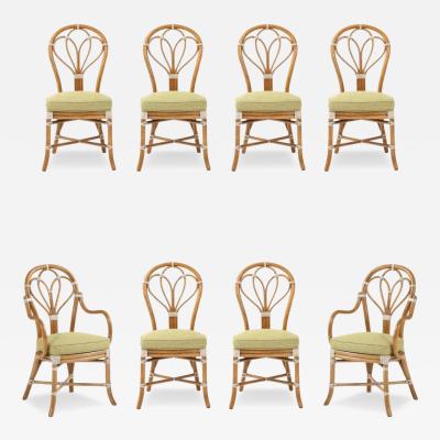 McGuire San Francisco Rattan With Rawhide Dining Chairs Set Of 8