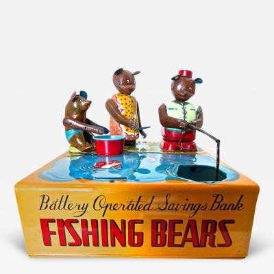 Mechanical Bank Fishing Bears Circa 1950s