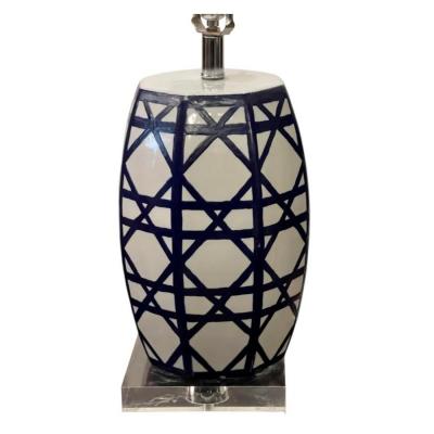 Mecox Gardens Blue White Modern Pottery Table Lamp