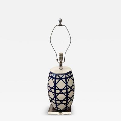 Mecox Gardens Blue White Modern Pottery Table Lamp