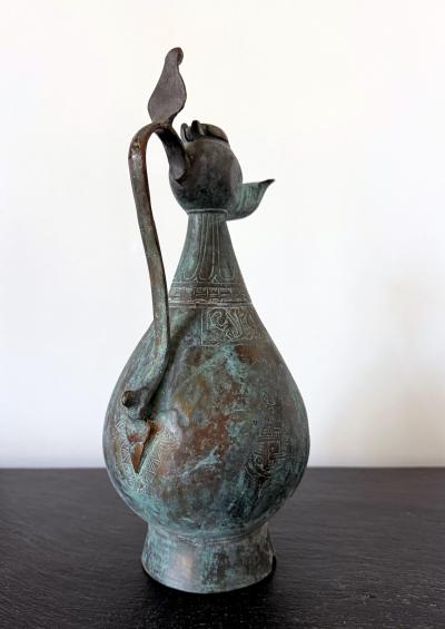 Medieval Islamic Bronze Ewer with Incised Motifs Seljuk Empire