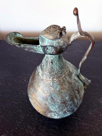 Medieval Islamic Bronze Ewer with Incised Motifs Seljuk Empire