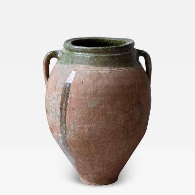 Mediterranean Terracotta Jar with Green Glazed Rim 19th Century