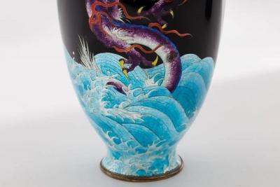 Meiji Japanese Cloisonn Enamel Ginbari Dragon Vase by Kumeno Teitaro