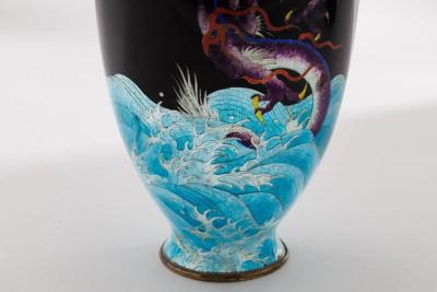 Meiji Japanese Cloisonn Enamel Ginbari Dragon Vase by Kumeno Teitaro
