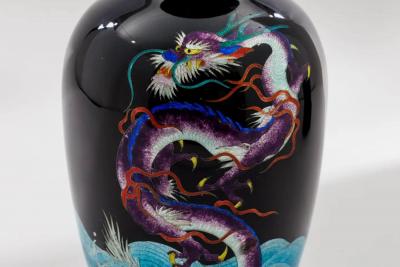 Meiji Japanese Cloisonn Enamel Ginbari Dragon Vase by Kumeno Teitaro