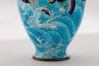 Meiji Japanese Cloisonn Enamel Ginbari Dragon Vase by Kumeno Teitaro