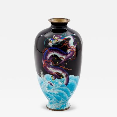 Meiji Japanese Cloisonn Enamel Ginbari Dragon Vase by Kumeno Teitaro
