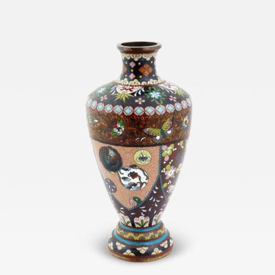 Meiji Japanese Cloisonne Enamel Medallions Design Vase