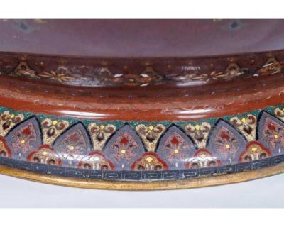 Meiji Masterpiece by Ando Jubei A Maroon Cloisonn Vase with Dragons Phoenix