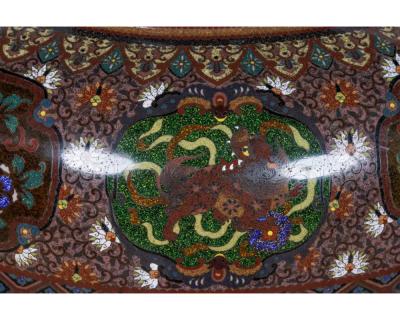 Meiji Masterpiece by Ando Jubei A Maroon Cloisonn Vase with Dragons Phoenix