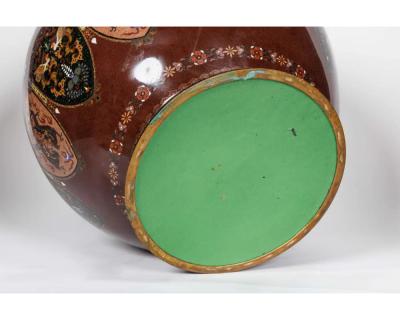 Meiji Masterpiece by Ando Jubei A Maroon Cloisonn Vase with Dragons Phoenix
