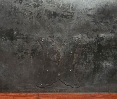Meiji Period Keyaki Wood Warehouse Door inset with Iron Japan circa 1880