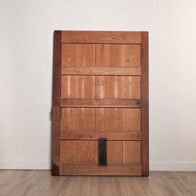 Meiji Period Keyaki Wood Warehouse Door inset with Iron Japan circa 1880
