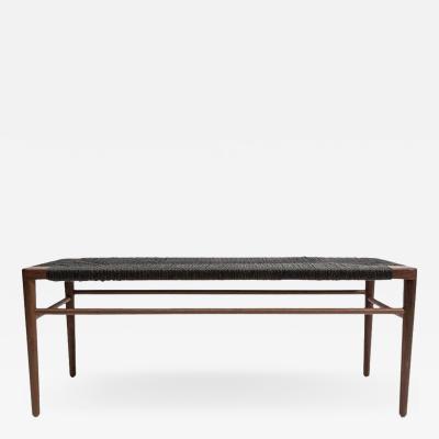 Mel Smilow 60 Walnut and Black Rush Bench by Smilow Furniture