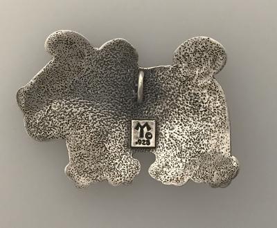 Melanie A Yazzie Rez Dog Silver Pendant