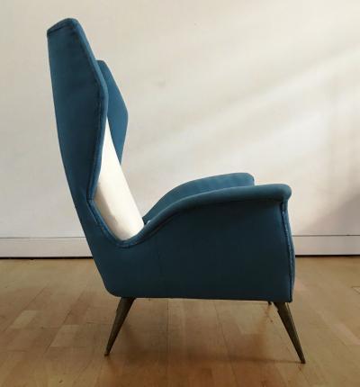 Melchiorre Bega 1950s Pair of Armchairs with Very High Back