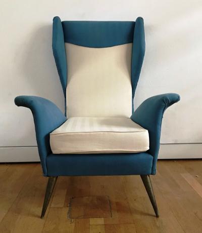 Melchiorre Bega 1950s Pair of Armchairs with Very High Back