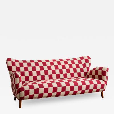 Melchiorre Bega A Mid Century Italian Sofa in Checkered Jacquard