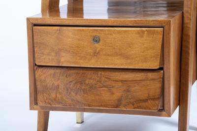 Melchiorre Bega Four Drawer Walnut Desk With Vitrex Glass Top by Melchiorre Bega Italy c 1950