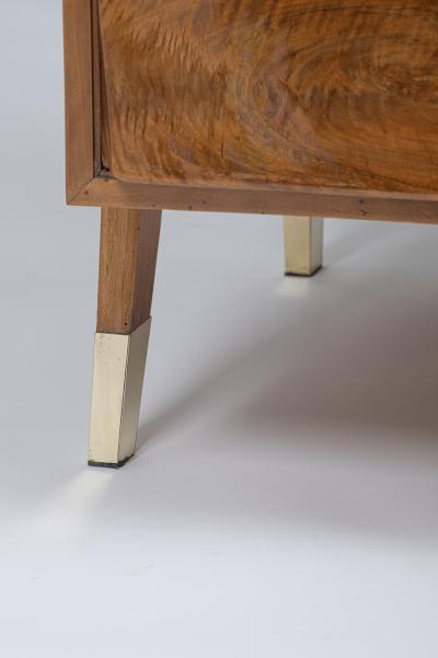 Melchiorre Bega Four Drawer Walnut Desk With Vitrex Glass Top by Melchiorre Bega Italy c 1950